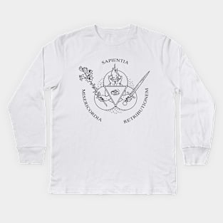 Wisdom, Mercy, Retribution. Kids Long Sleeve T-Shirt